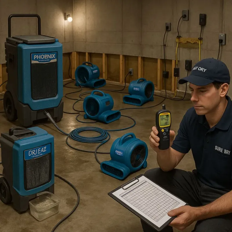 Structural Drying and Dehumidification process in Wolfdale, PA
